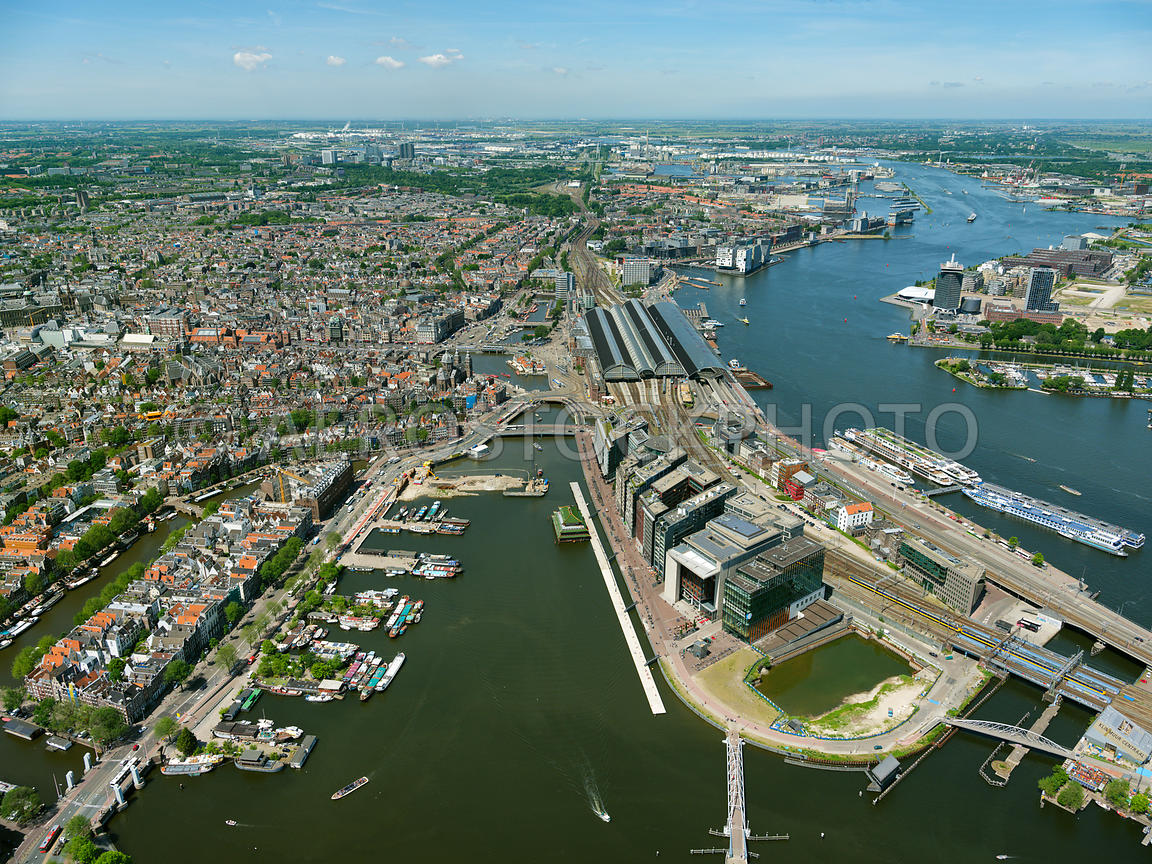 aerial photography of Amsterdam, the Oosterdok, Oosterdoks Island (Oosterdokseiland, ODE), the