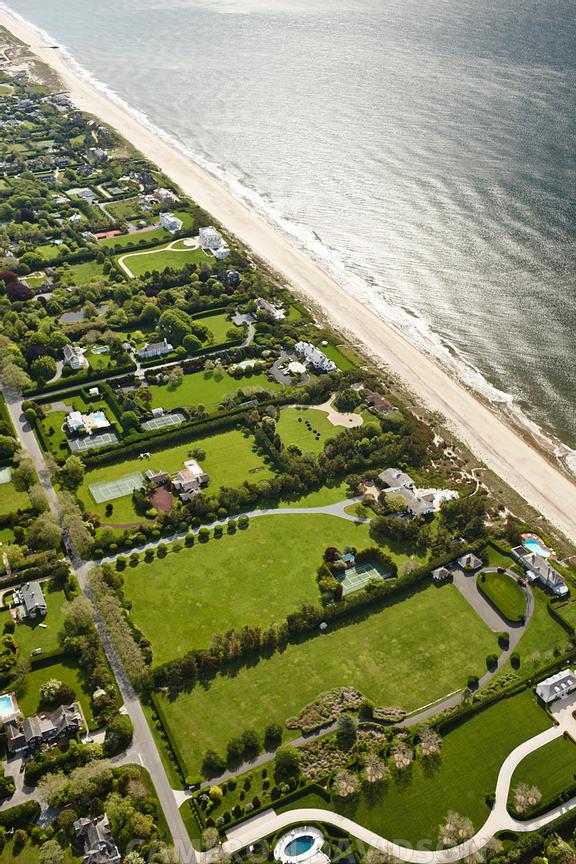 Aerial Stock Aerial photograph of homes in the Hamptons of New York.