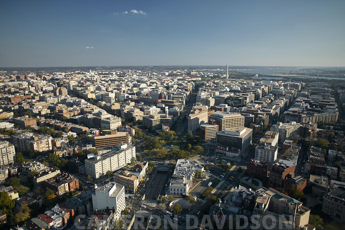 Aerial Stock Aerial of Dupont Circle in Washington DC