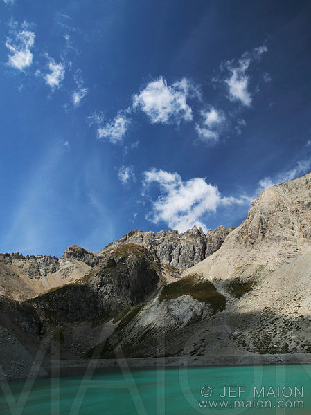 Green lake and blue sky