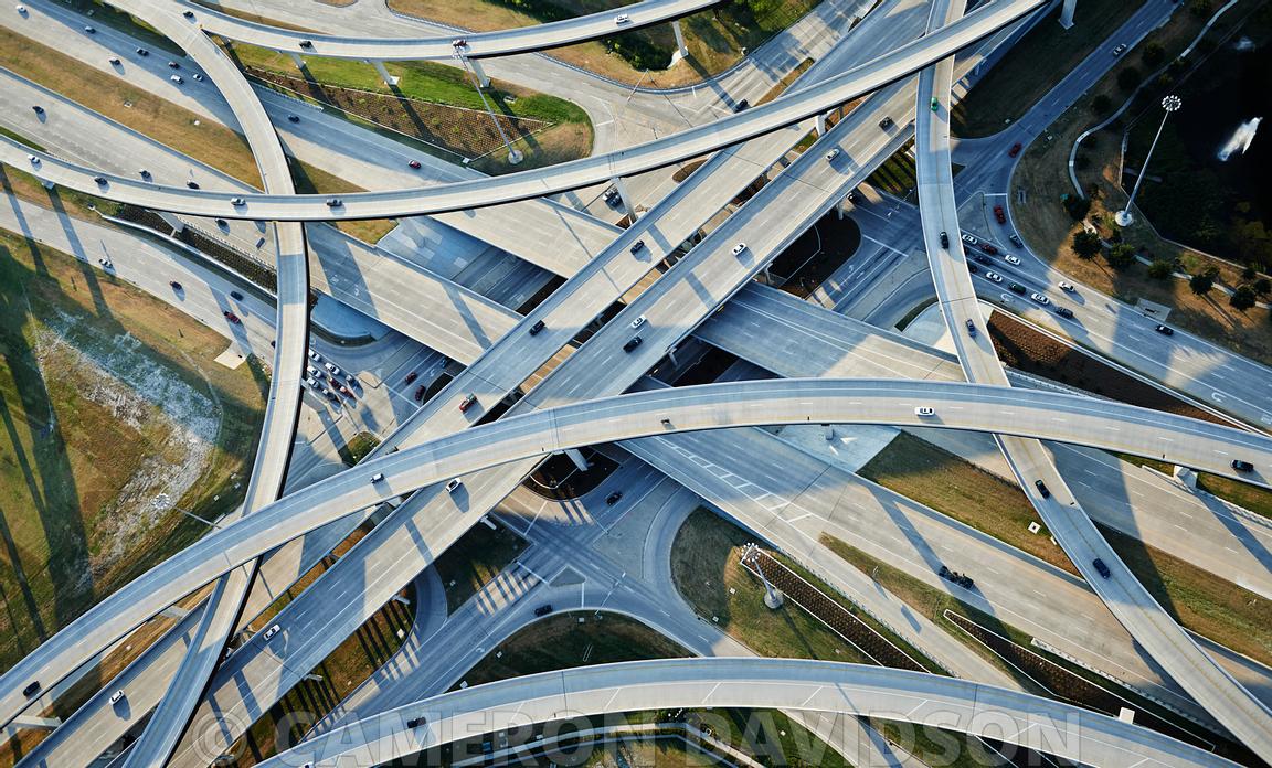 Aerial Stock Aerial photograph of the High Five interchange in Dallas