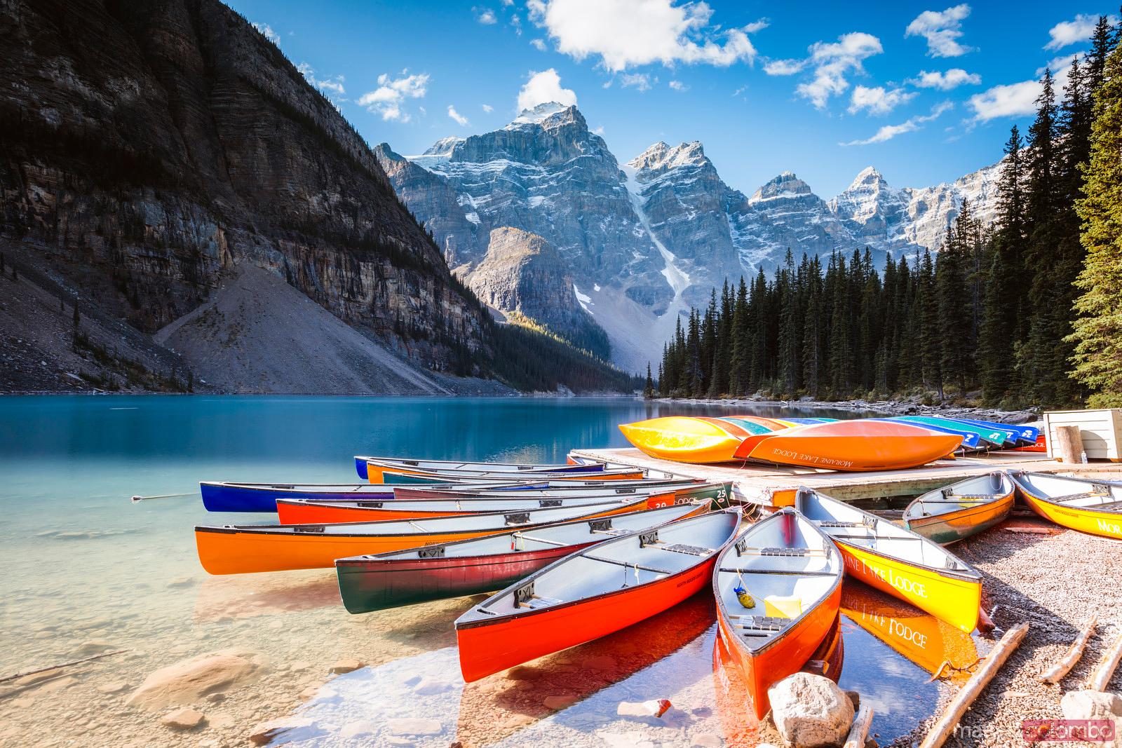 Matteo Colombo Travel Photography Colorful canoes, Moraine lake