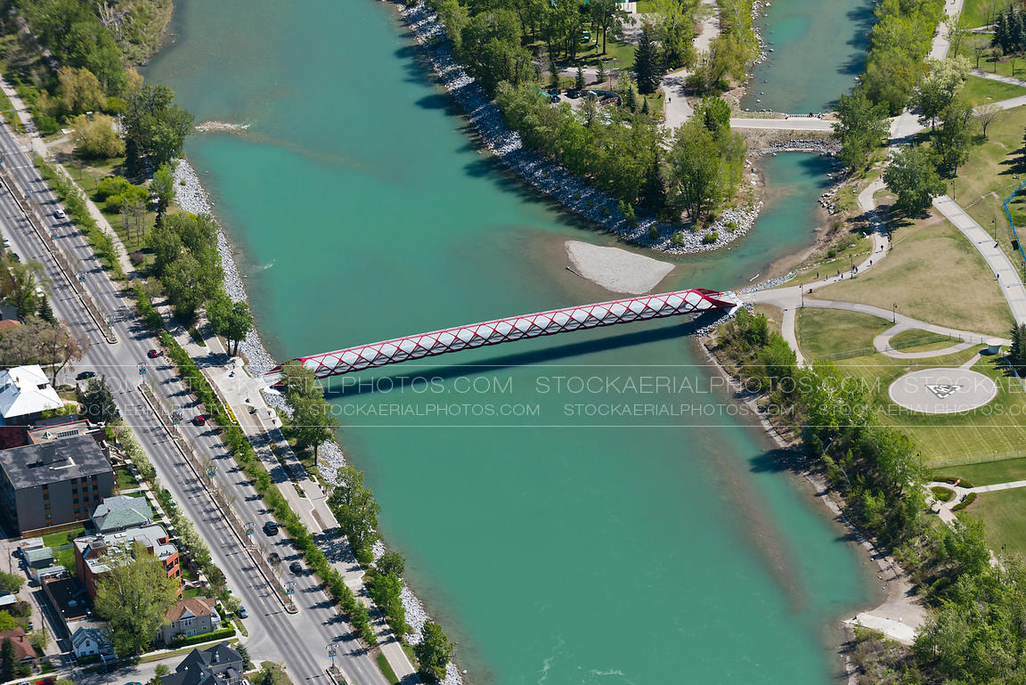 Aerial Photo Peace Bridge, Calgary