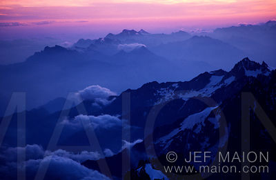 Daybreak over jagged ridges