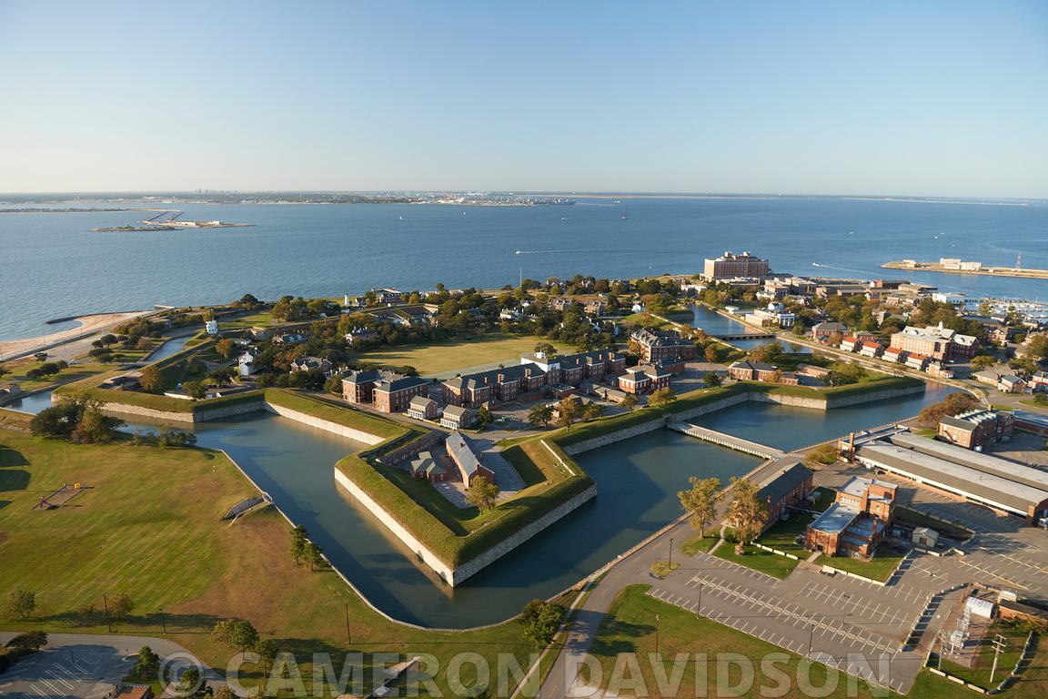 Aerial Stock Aerial Virginia Fort Monroe