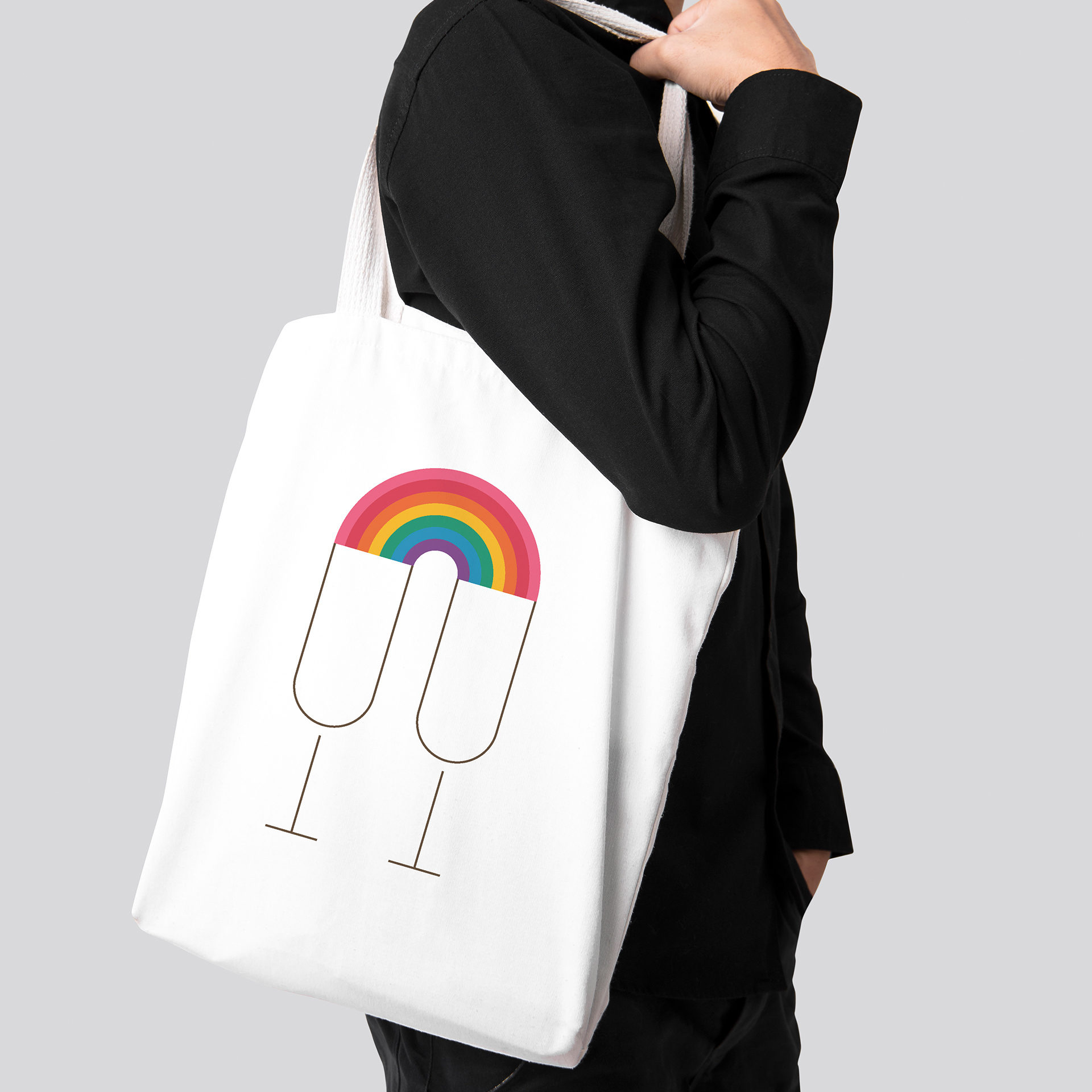 LCBO Pride Flute Tote Front Person low