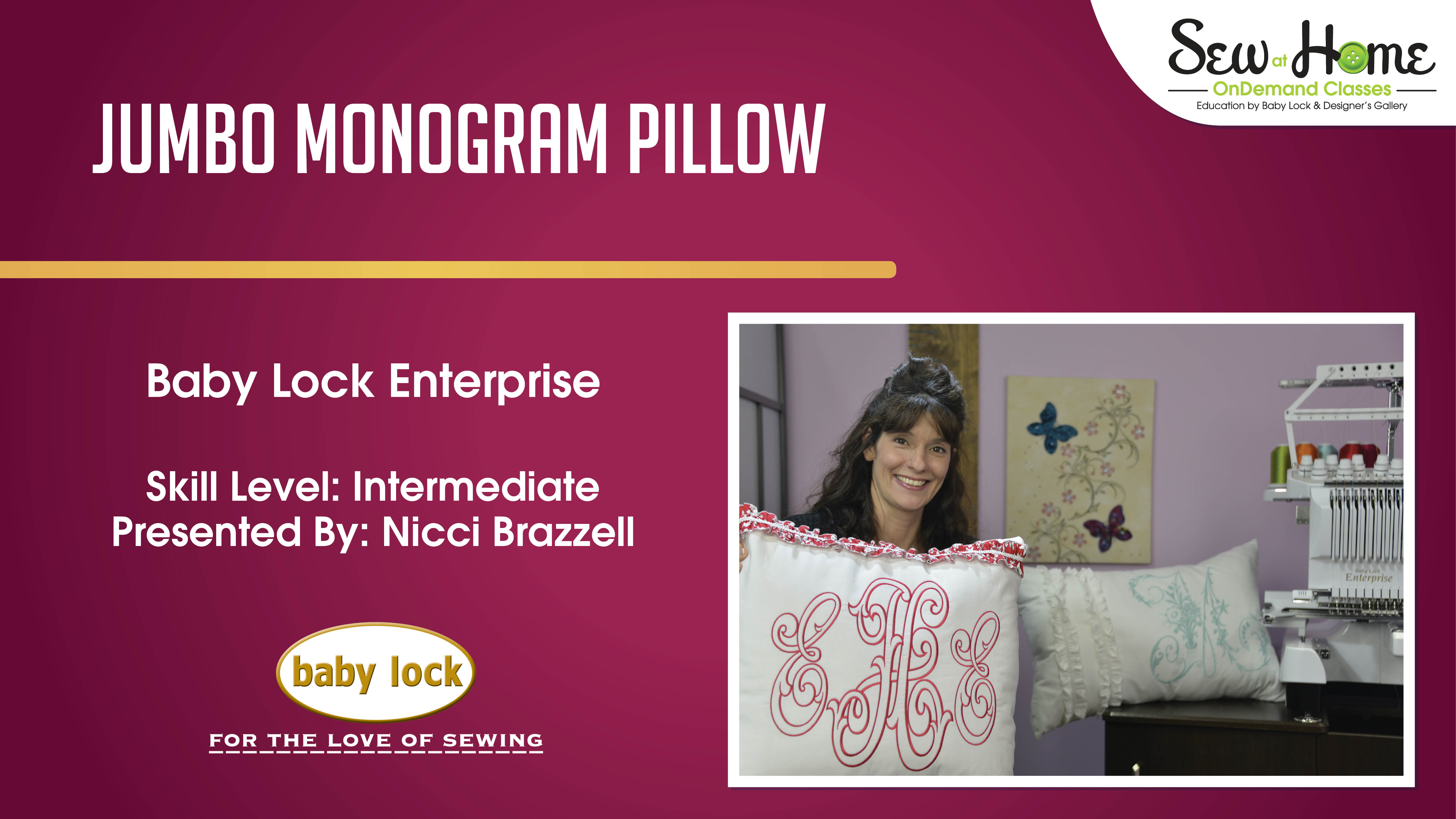 Baby Lock Project Enterprise Jumbo Monogram Pillow