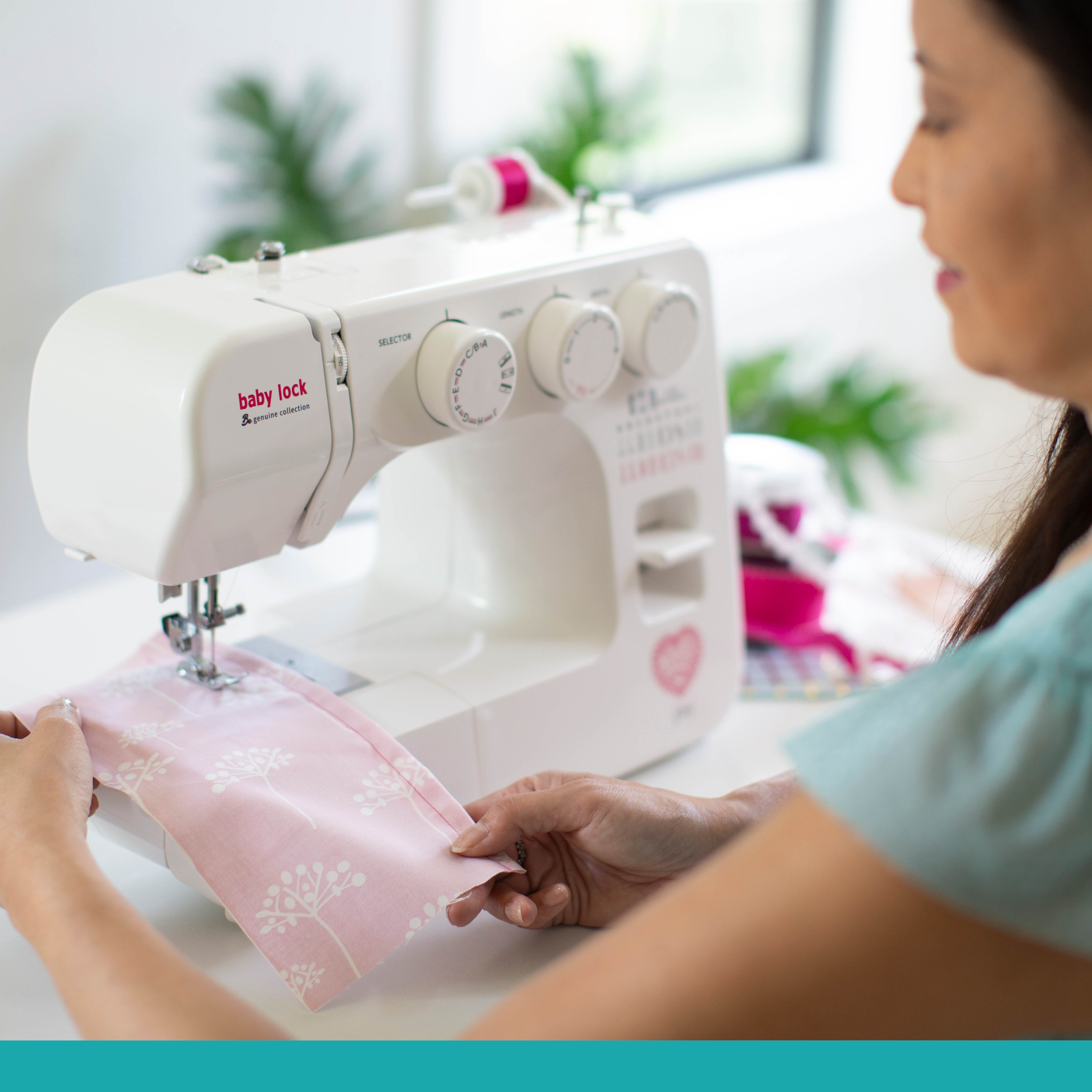 Woman using a Baby Lock sewing machine