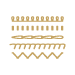 A series of decorative, wavy, and zigzag patterns in a gold color on a black background.