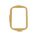 A simple, stylized outline of a smartphone in gold color on a black background.