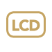 A simple gold icon featuring the letters "LCD" within a rectangular border.