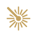 A simple gold icon depicting a spark or burst of light with rays emanating from a central point.