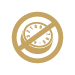 A gold icon featuring a crossed-out sun symbol, indicating sun protection or avoidance.
