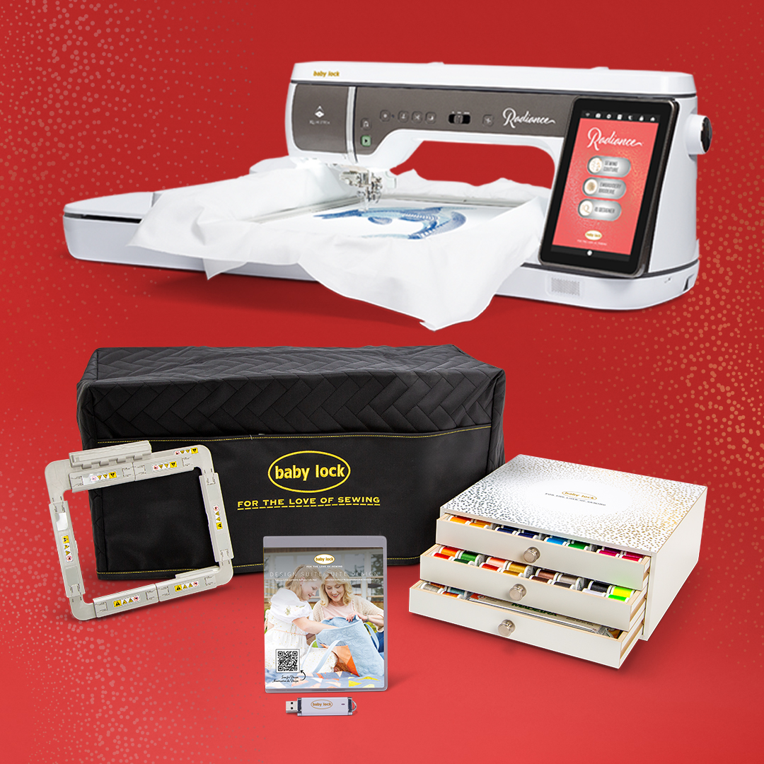 Radiance machine bundle including travel cover, thread set, and magnetic frame.