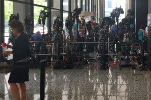 Media gather for Hastert arraignment