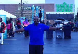 Local pastor Joseph Owolabi at the opening of the new Whole Foods in Englewood