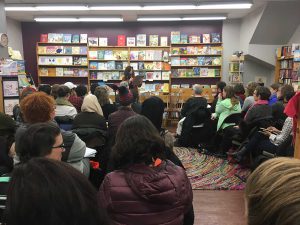 People who are interested in sexual orientation and Muslim issue listen to cofounders of Masjid al-Rabia speech about their activities