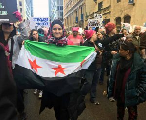 Muslim women participate in the Women’s March on Chicago Jan.21