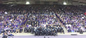 Fans in Welsh-Ryan Arena await the announcement that the Northwestern men's basketball team qualified for the NCAA tournament