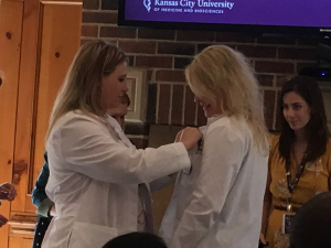 Brittney Justice at her white coat ceremony