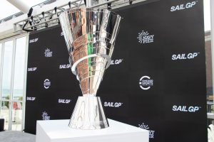 The Sail Grand Prix Championship trophy is on display at Navy Pier before nine national teams compete on Lake Michigan from June 18-19.