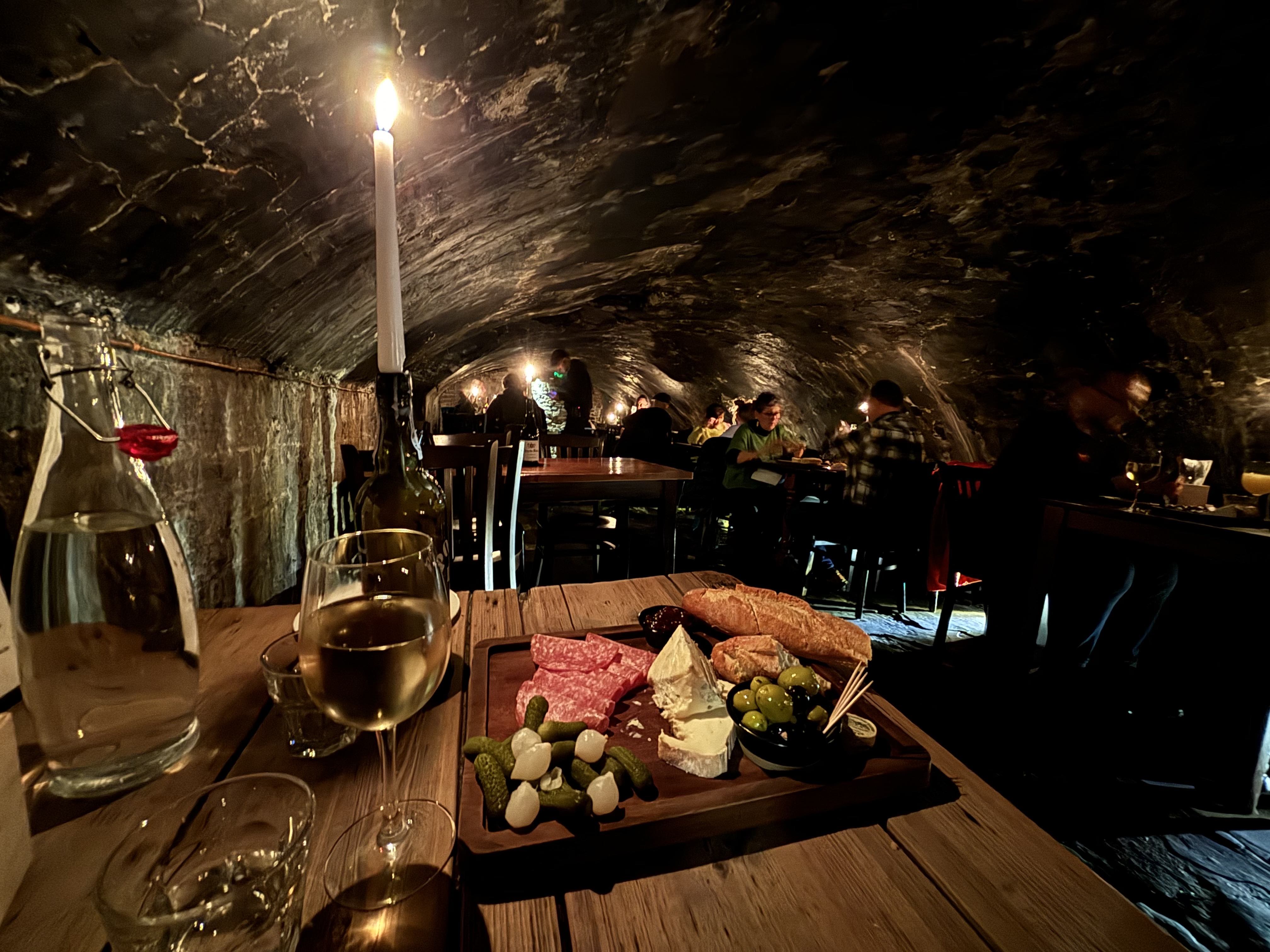 Gordon's italian charcuterie board in candlelight.