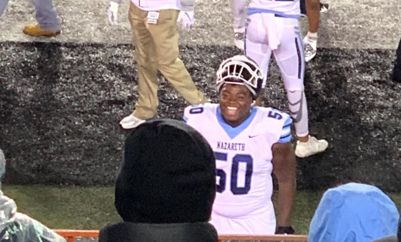 CJ West on the Nazareth Academy sidelines.
