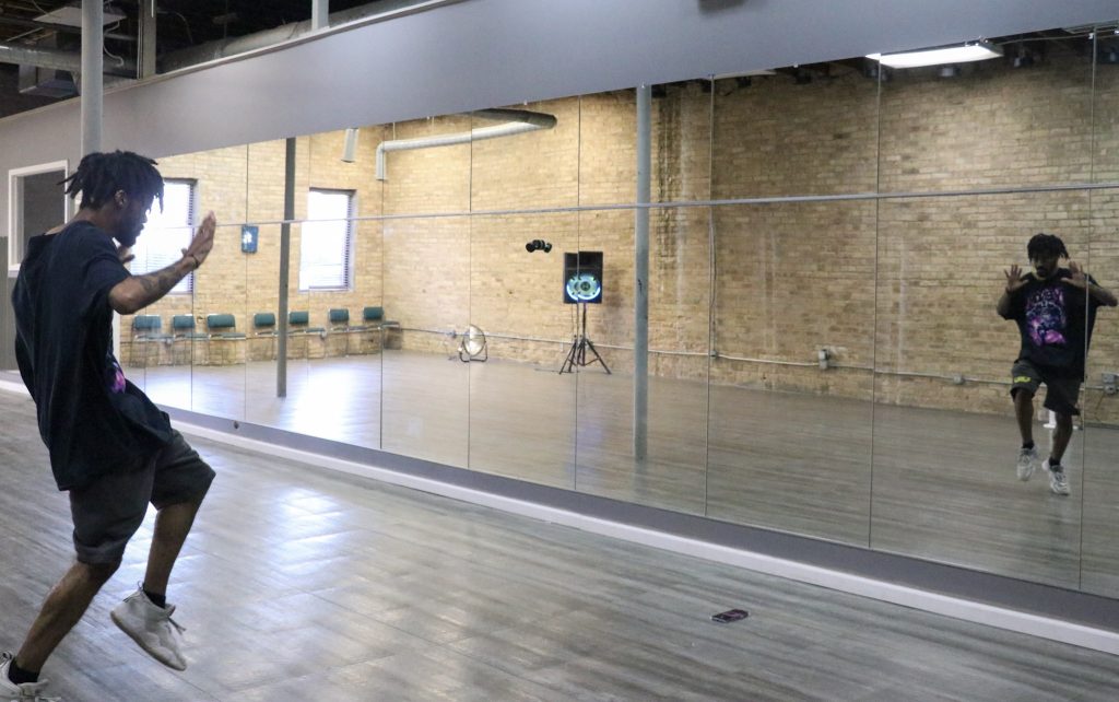 Jackson doing a practice dance run