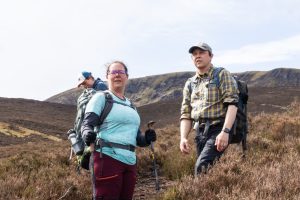 Geoscientists Helen Dulfer and Sam Kelley hike up Ireland’s Wicklow Mountains on April 14. They collected rock samples from bedrock and boulders that were deposited by the British-Irish Ice Sheet during the last ice age to understand abrupt climate change in the future. (Cathy Ching / MEDILL)
