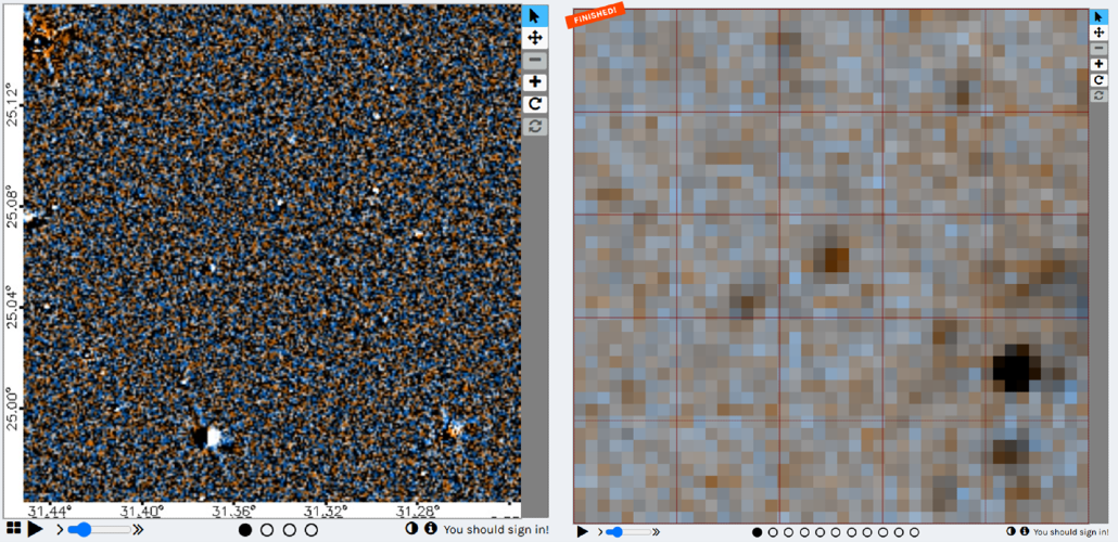 Screenshot of the Backyard Worlds: Planet 9 and Backyard Worlds: Cool Neighbords interfaces.
