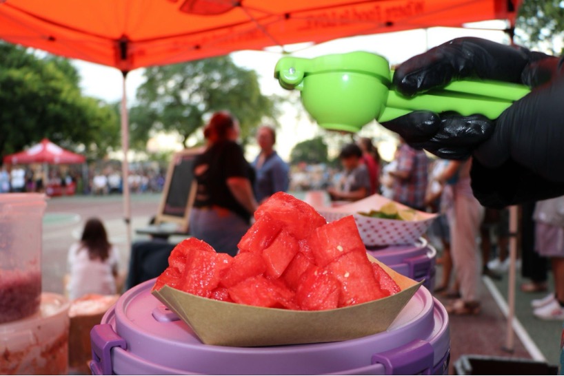 Watermelon being garnished a powwow