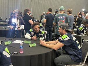 George Holani at Super Bowl media event