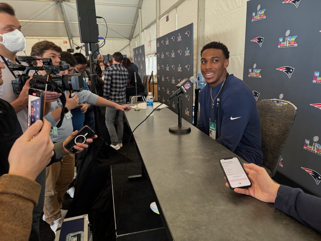 Patriots player at Super Bowl press conference