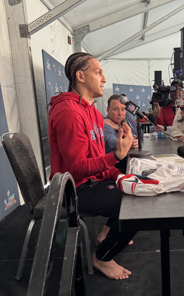 Patriots' Mack Hollins at a press conference.