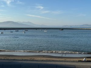 Boats on San Francisco Bay near a beach