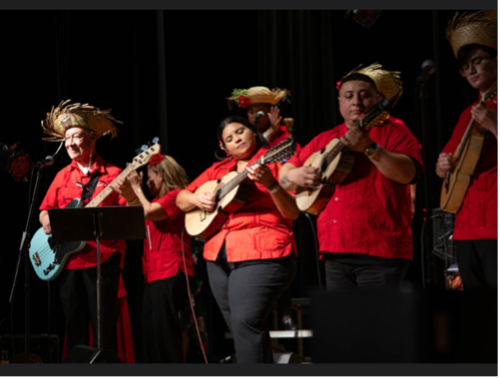 Orlando Rivera, far left, plays on stage with the Chicago Cuatro Orchestra last year in Humboldt Park.