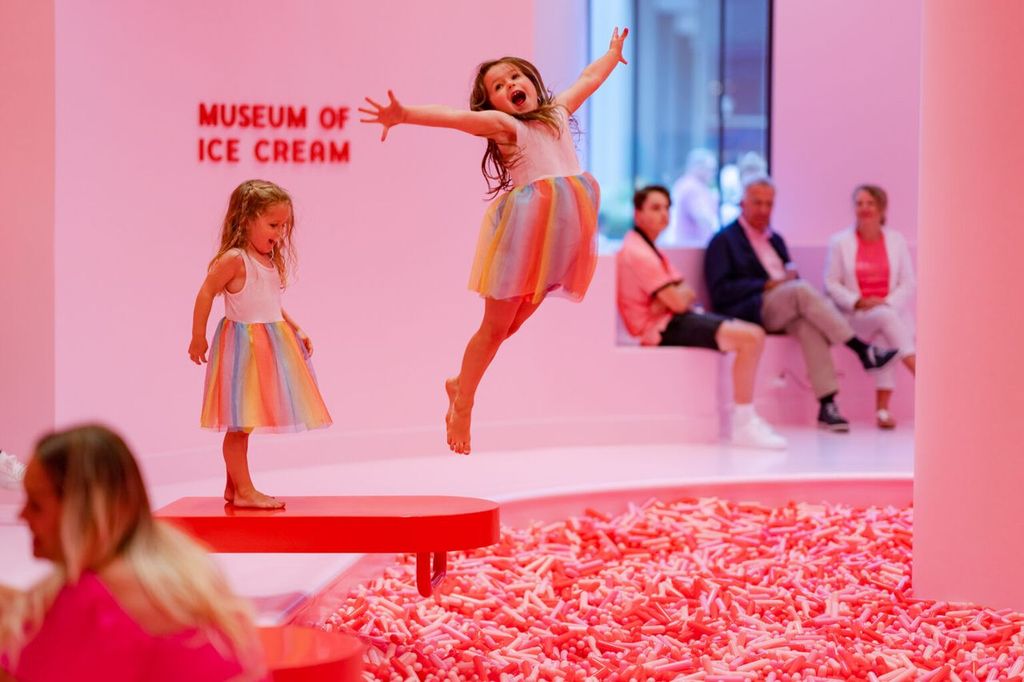Girls jumping at Museum of Ice Cream