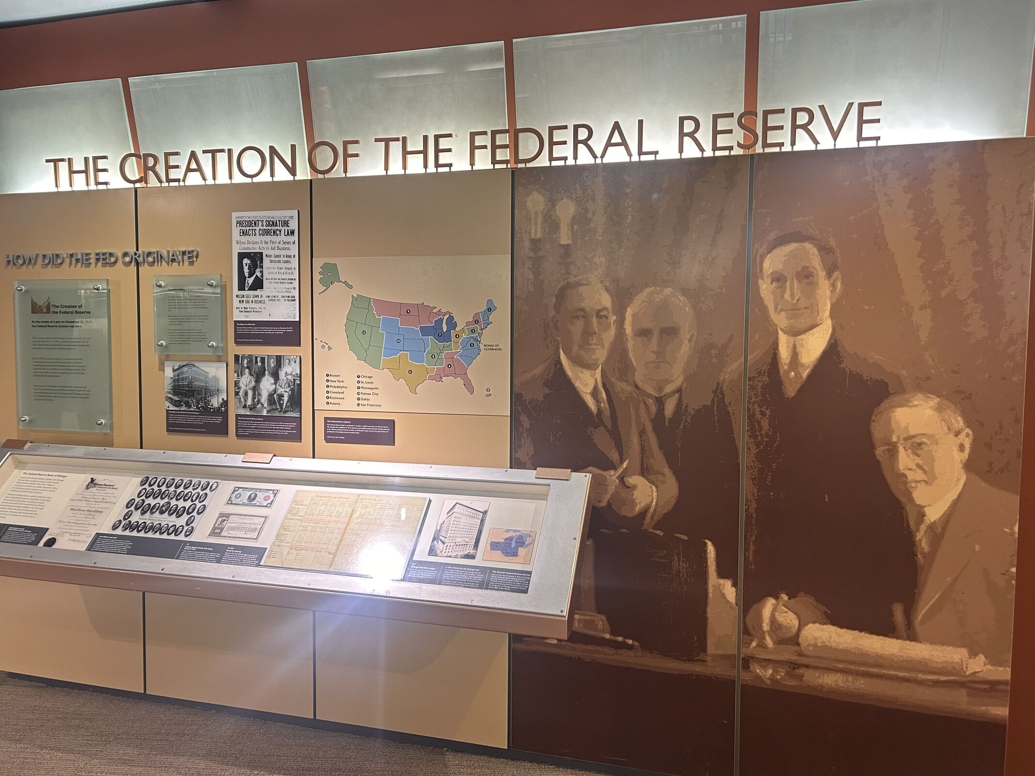 Federal Reserve exhibit on museum wall