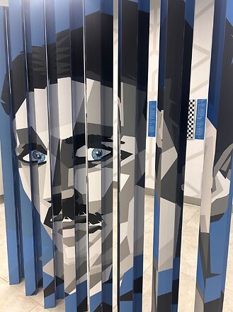 Abstract portrait of man with blue eyes