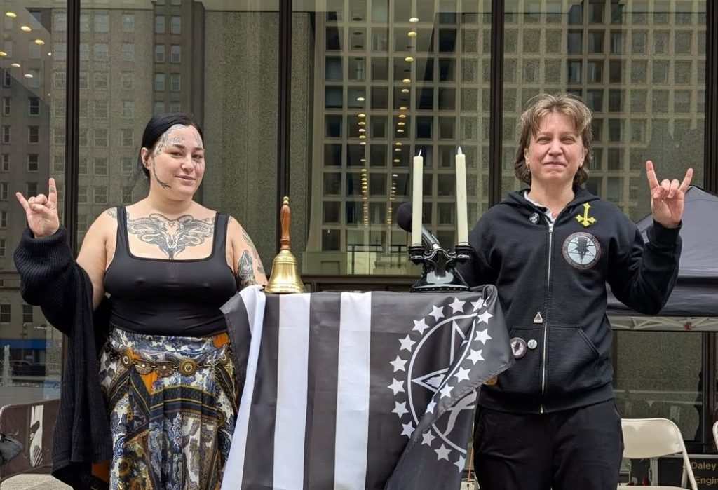 Two members of The Satanic Temple Illinois