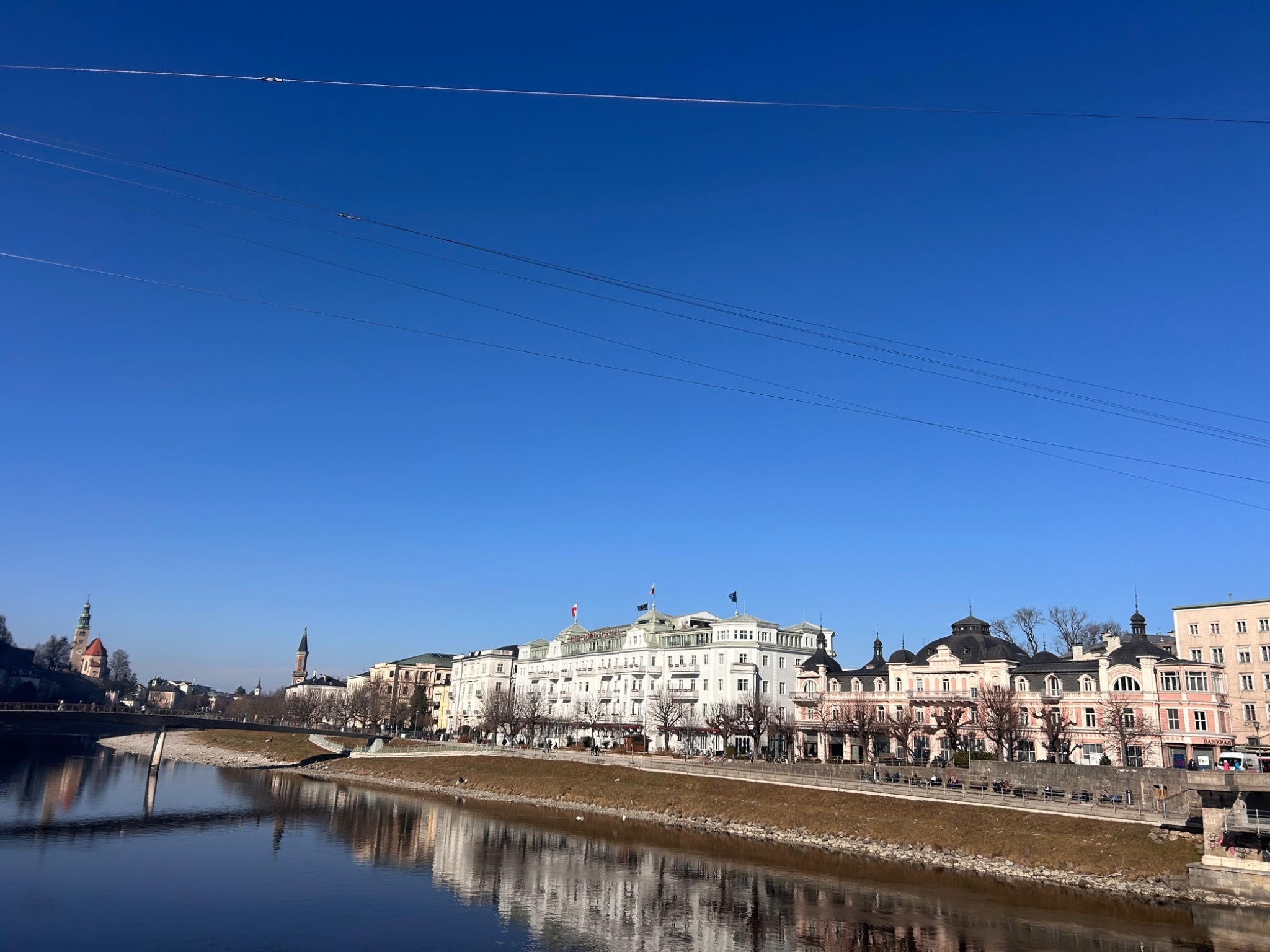 Salzburg buildings along the Salzach River