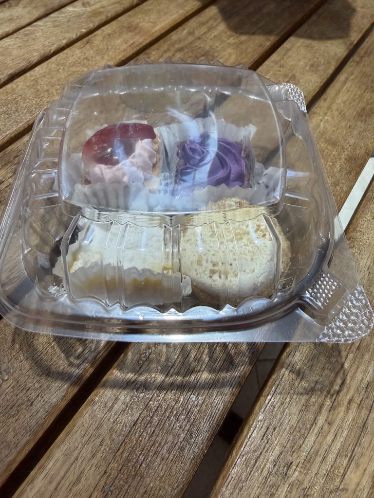 Filipino desserts from Tropicake in a clear container.