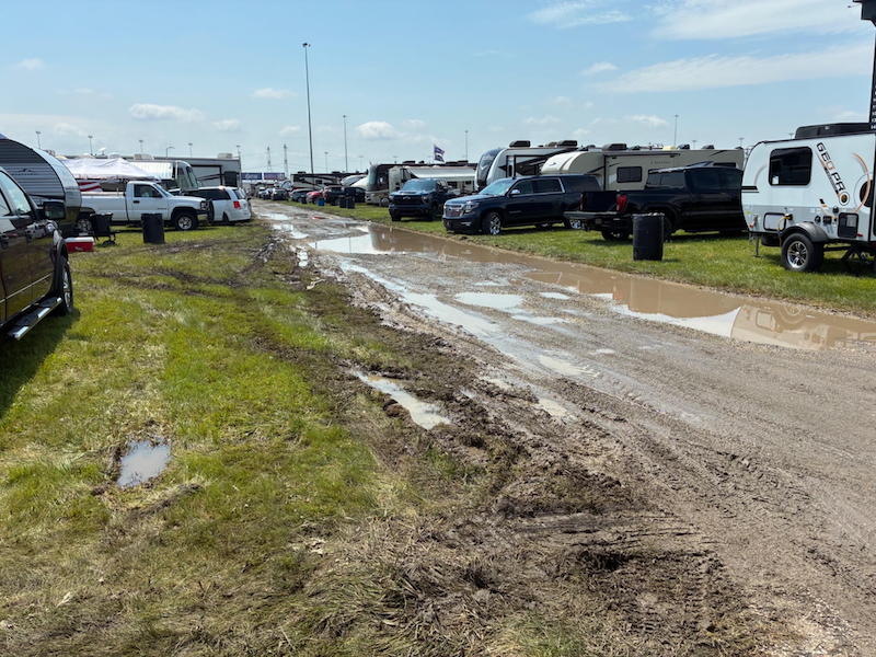 Muddy campground at Chicagoland Speedway