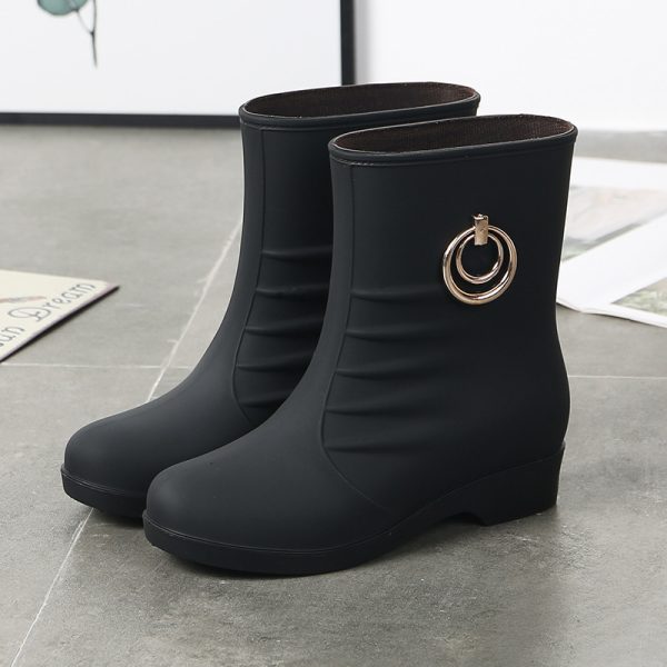Women's Middle Tube Non-slip Warm With Velvet Rain Boots - Image 5