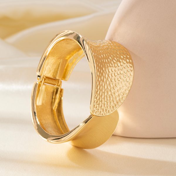 Personalized Hammered Irregular Gold Bracelet For Women - Image 2