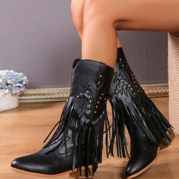 Leisure Western Denim Tassel Special Boots - Image 2