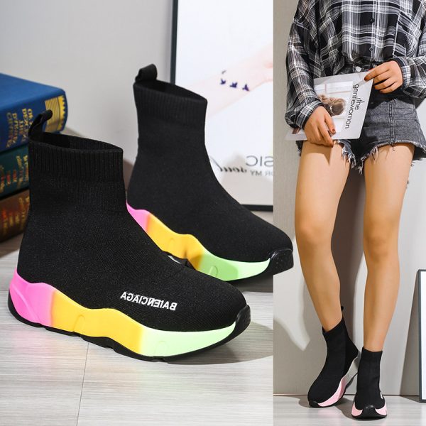 Black Sock Boots For Women Platform Shoes - Image 9