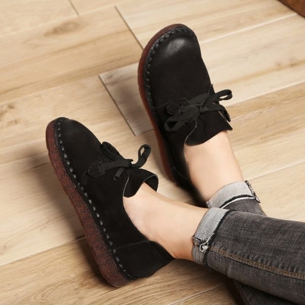 Casual Retro Beef Tendon Soft Sole Japanese Mori Women Comfortable Cowhide Small Shoes - Image 3