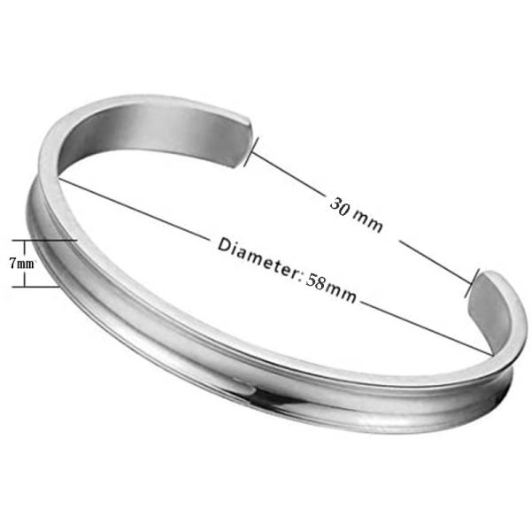 Stainless Steel C- Shaped Concave Open-ended Bracelet - Image 3