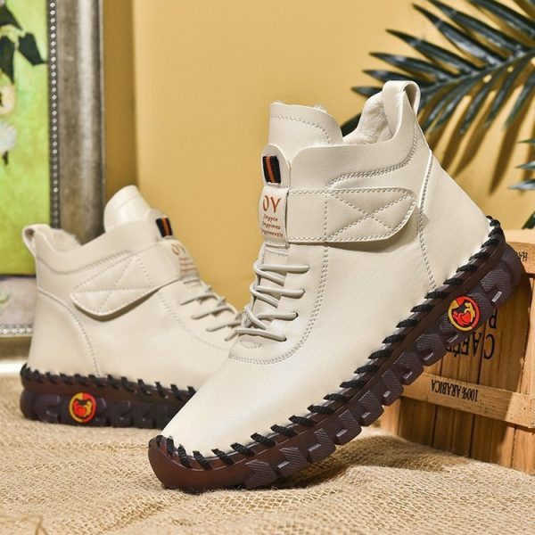Women Snow Boots Winter Warm Lace Up Plush Ankle Boots With Sewing Thread Design New Waterproof Non-slip Platform Cozy Shoes - Image 8